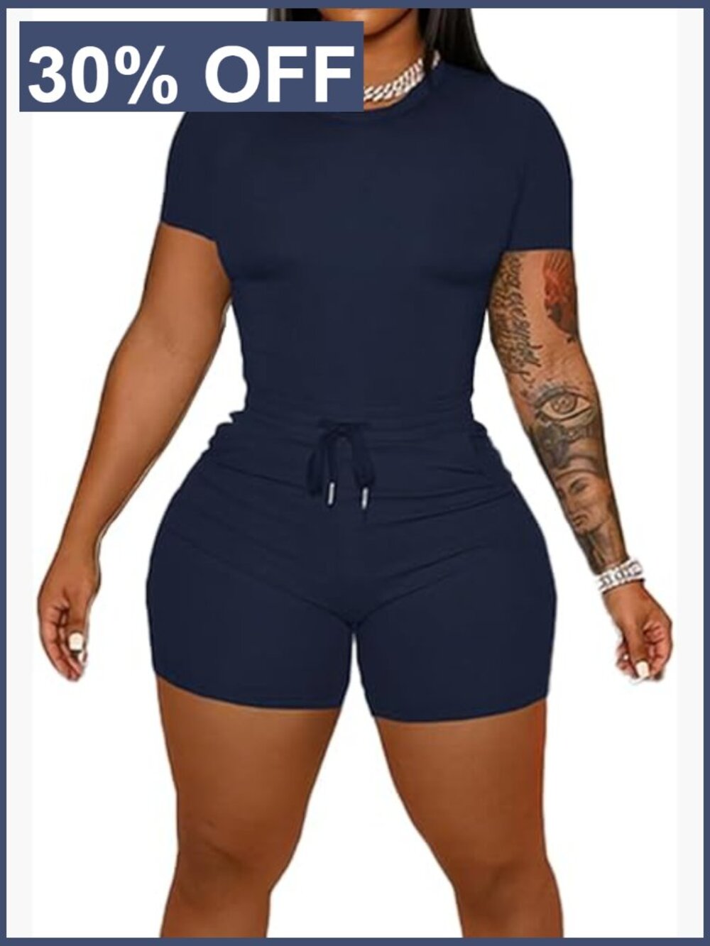 2 Piece Matching Biker Shorts Set Crop Top Workout Outfit